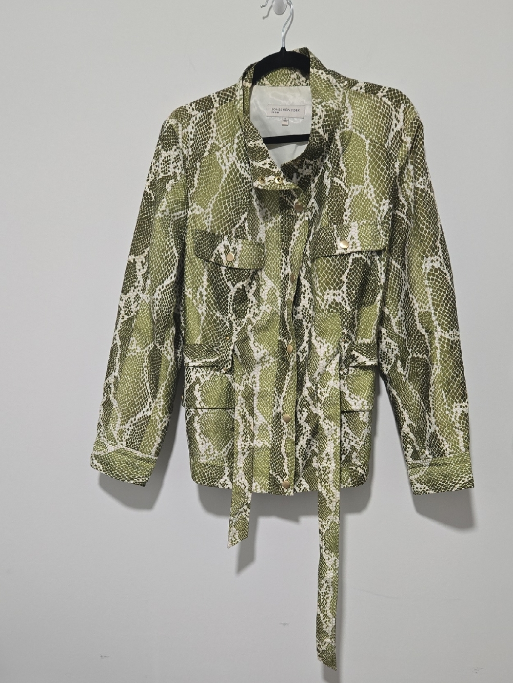 Jones New York Olive and Cream Snake Print Jacket